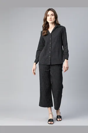 Cottinfab Women Striped Cotton Shirt with Trousers