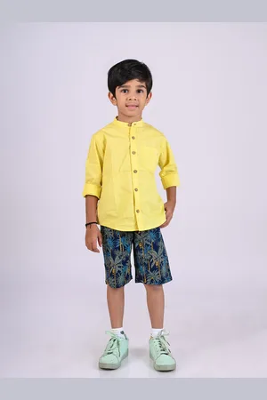 TALES & STORIES Boys Band Collar Cotton Casual Shirt