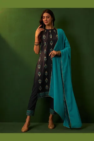 Sangria Printed Straight Kurta With Trouser & Dupatta Set