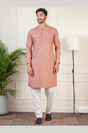 TheEthnic.Co Mandarin Collar Regular Pure Cotton Straight Kurta with Pyjamas