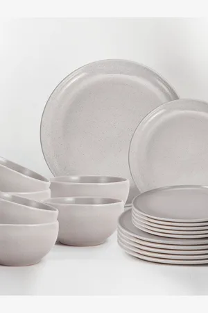 Anko Beige 18 Pieces Printed Stoneware Glossy Dinner Set
