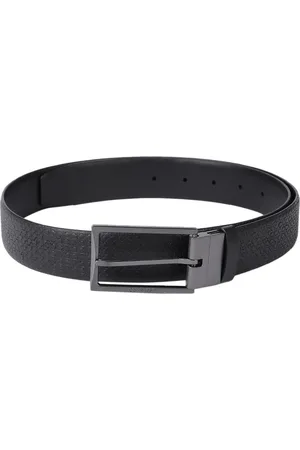Calvin Klein Men Brand logo Textured Leather Reversible Belt
