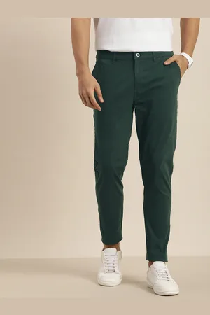 Difference of Opinion Men Solid Ankle-Length Chinos Trousers