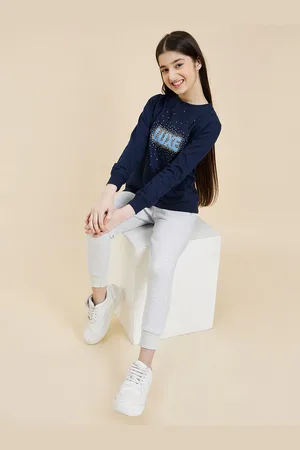 Sweet Dreams Girls Navy Blue Typography Print Sweatshirt