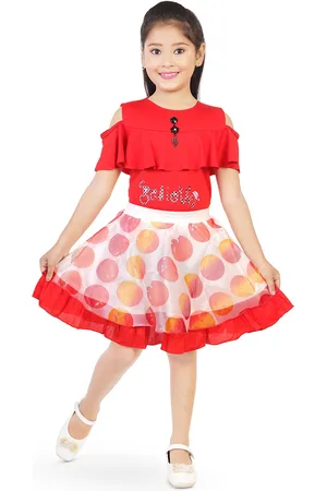 CELEBRITY CLUB Girls Printed Top With Skirt
