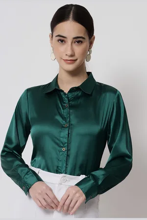 CHARMGAL Classic Slim Fit Satin Casual Shirt