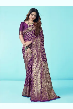 Kalini Ethnic Motifs Woven Design Zari Art Silk Banarasi Saree