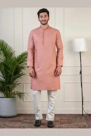 TheEthnic.Co Mandarin Collar Regular Pure Cotton Kurta with Trousers