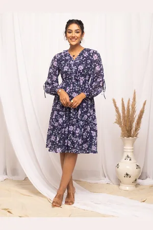 FIORRA Floral Print Georgette Fit & Flare Dress