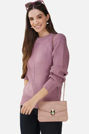 Chemistry Puff Sleeves Round Neck Pullover Acrylic Sweater