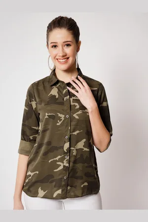 CHARMGAL Classic Slim Fit Camouflage Printed Casual Shirt