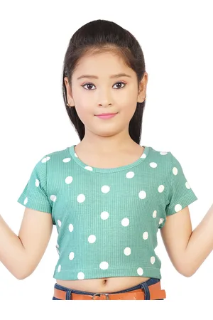 BAESD Girls Polka Dot Printed Crop Top