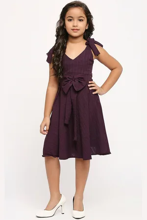 GUFRINA Girls Striped Shoulder Straps Bow Detailed Fit & Flare Dress