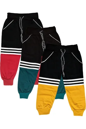 BAESD Kids Pack Of 3 Coloblocked Pure Cotton Joggers