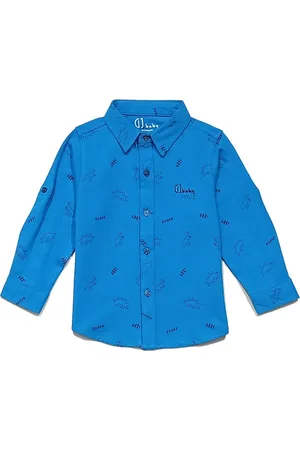 GJ baby Boys Conversational Printed Cotton Roll-Up Sleeves Casual Shirt