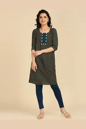 GUFRINA Striped Printed Round Neck Kurta