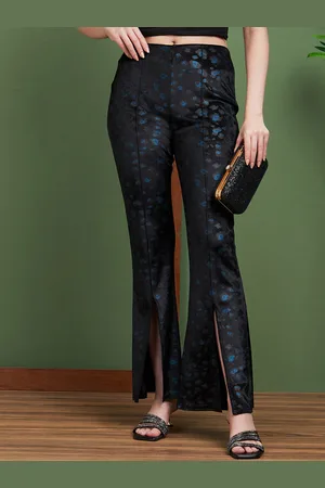Globus Women Black Abstract Printed Bootcut Trousers