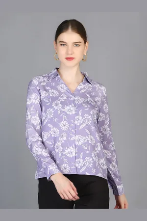 Chemistry Spread Collar Floral Printed Crepe Shirt