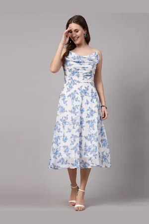 Aayu Floral Printed Georgette Fit & Flare Midi Dress