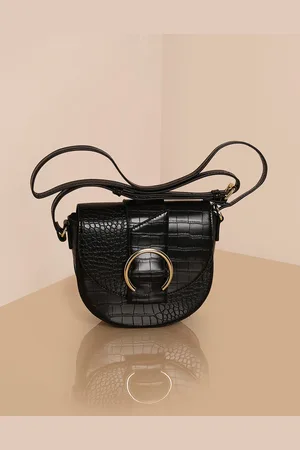 Accessorize Women Faux Croc Ring Detail Saddle Bag