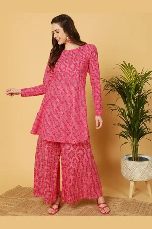 Antaran Abstract Printed Pure Cotton A-Line Kurta with Sharara