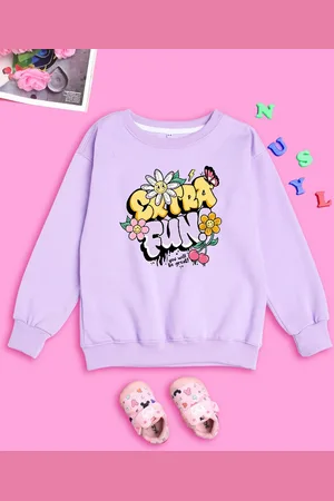 BAESD Girls Extra Fun Printed Fleece Pullover Oversized Sweatshirt