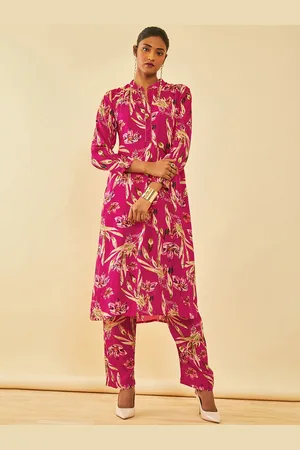 Soch Muslin Floral Print Co-Ord Set With Cutdana Work