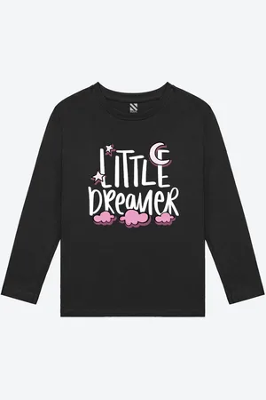 BAESD Girls Long Sleeves Round Neck Typography Cotton Casual T-shirt