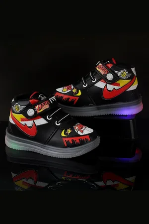 PASSION PETALS Kids Printed Round Toe Led Sneakers