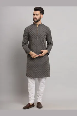 Latest Chikan Garments Geometric Woven Design Straight Kurta