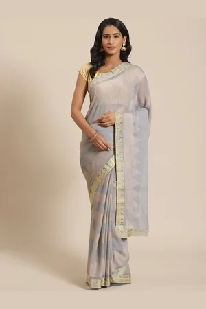 HRITIKA Geometric Printed Embroidered Saree