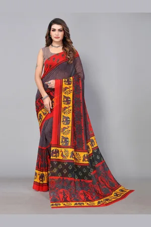 HRITIKA Ethnic Motifs Printed Brasso Saree
