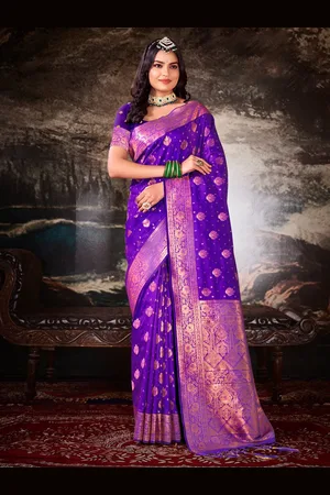 SANGAM PRINTS Ethnic Motifs Woven Design Zari Saree