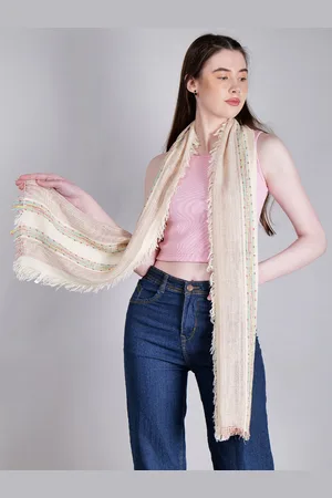 DressBerry Beige-Coloured Printed Cotton Scarf