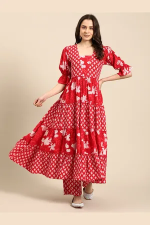 anayna Ethnic Motifs Printed Tiered Kurta with Palazzos