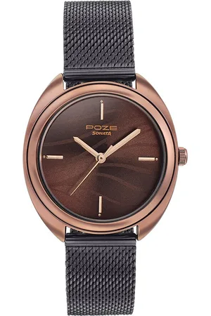 Sonata Poze Women Embellished Dial & Bracelet Style Straps Analogue Watch SP80016KM01