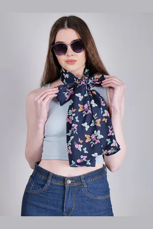 DressBerry Navy Blue Conversational Printed Scarf