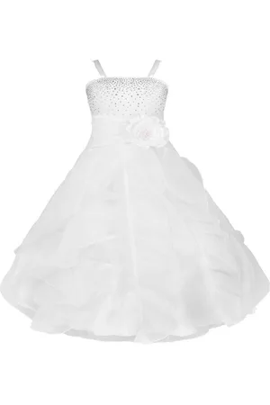 BAESD Girls Satin Shoulder Straps Maxi Party Dress Comes With A belt
