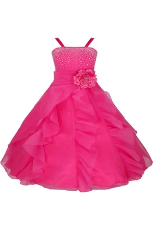 BAESD Girls Satin Shoulder Straps Maxi Party Dress Comes With A belt
