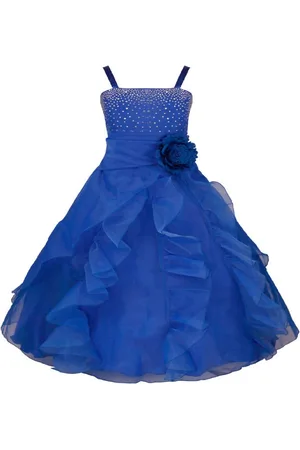BAESD Girls Shoulder Straps Satin Fit & Flare Maxi Party Dress Comes With A belt
