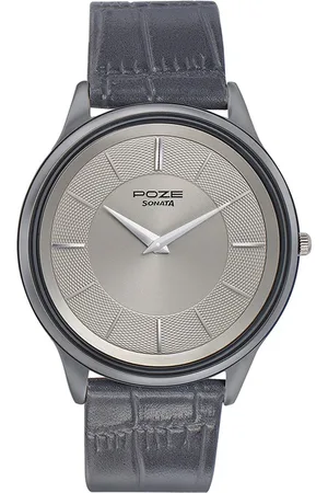 Sonata Poze Men Brass Printed Dial & Leather Bracelet Style Straps Analogue Watch SP70005QL01