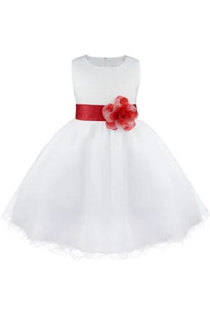 BAESD Girls Satin Round Neck Fit & Flare Maxi Party Dress Comes With A belt