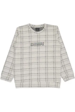 CAVIO Boys Checked Pure Cotton Sweatshirt