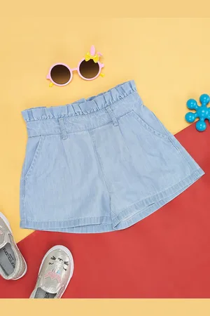 Pantaloons Girls Loose Fit Pure Cotton Denim Shorts