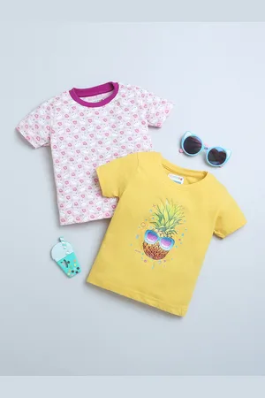 BUMZEE Girls Pack Of 2 Printed Cotton T-Shirts