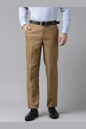 Hangup Men Brown Solid Regular Fit Formal Trousers
