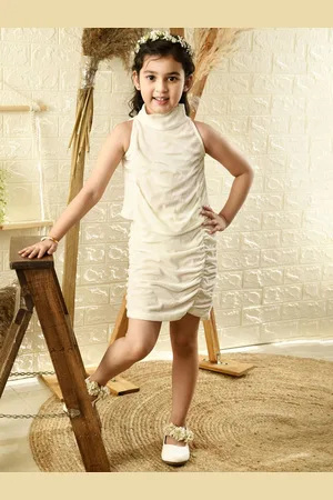 BAESD Girls Embellished High Neck Top with Skirt