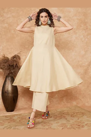 InWeave Striped Halter Neck Anarkali Kurta with Palazzos