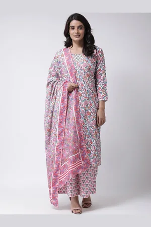 Hangup Women Pink & White Floral Printed Dupatta