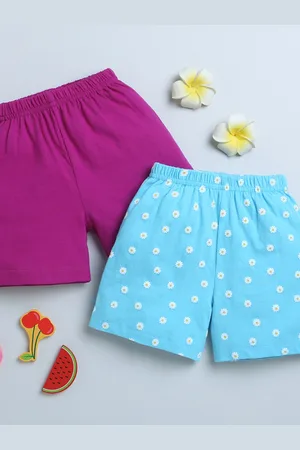 BUMZEE Girls Pack Of 2 Floral Printed Cotton Shorts